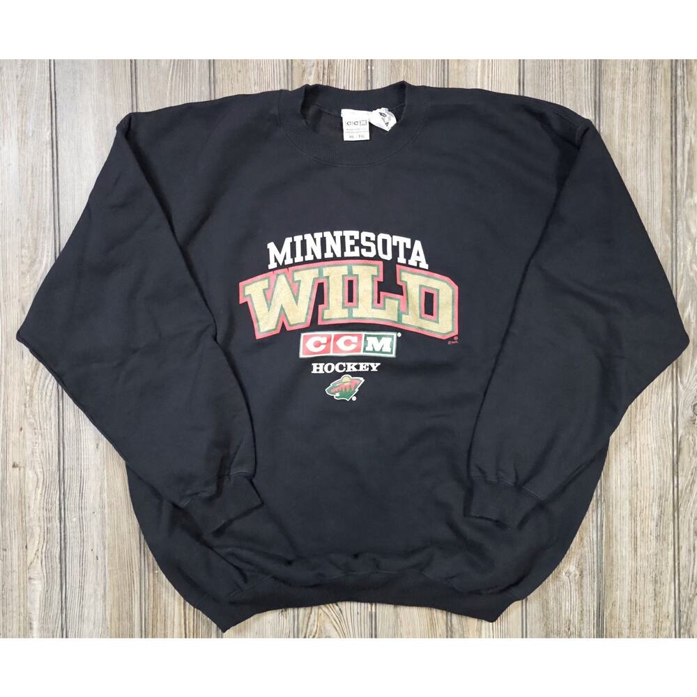 Vintage Minnesota Wild CCM Sweatshirt Mens Sz XL Graphic Print Y2K